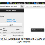 Fig 3.3 Admin can download in JSON and/or CSV format