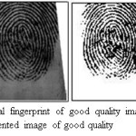 Figure 7.Original fingerprint of good quality image taken from DB2 and Segmented image of good quality